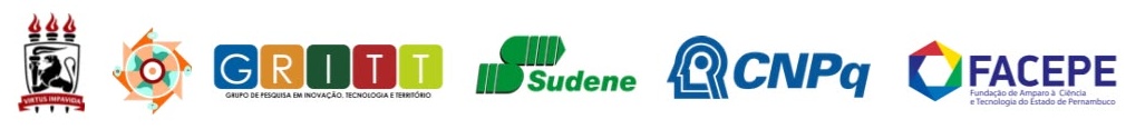Logotipos da UFPE, PPGEO, GRITT, Sudene, CNPq e FACEPE